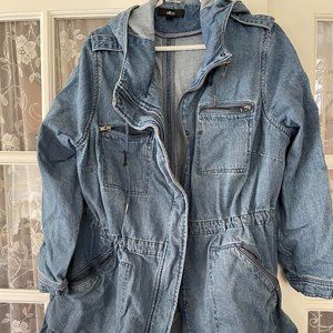 Ellos Women's Plus Size Hooded Anorak Denim Jacket Size 22